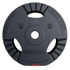 Gorilla Sports Hantelscheibe Kunststoff Gripper Olympia 1,25 - 15 kg Schwarz / Rot Sale