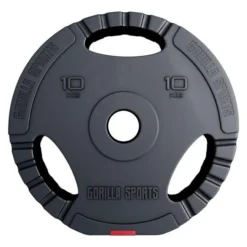 Gorilla Sports Hantelscheibe Kunststoff Gripper Olympia 1,25 - 15 kg Schwarz / Rot Hot