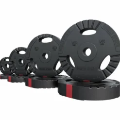 Gorilla Sports Hantelscheibe Kunststoff Gripper Olympia 1,25 - 15 kg Schwarz / Rot Hot