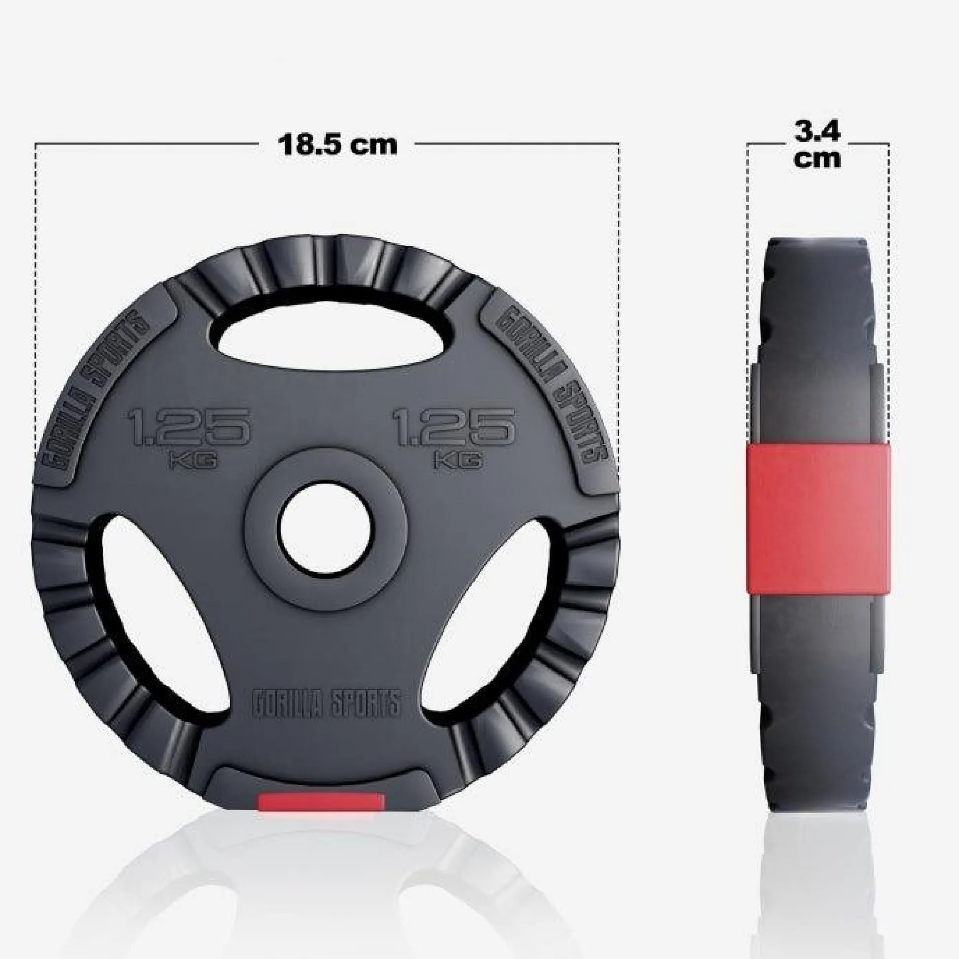 Gorilla Sports Hantelscheibe Kunststoff Gripper 1,25 - 15 kg Schwarz Best