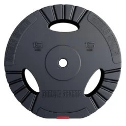 Gorilla Sports Hantelscheibe Kunststoff Gripper 1,25 - 15 kg Schwarz Discount