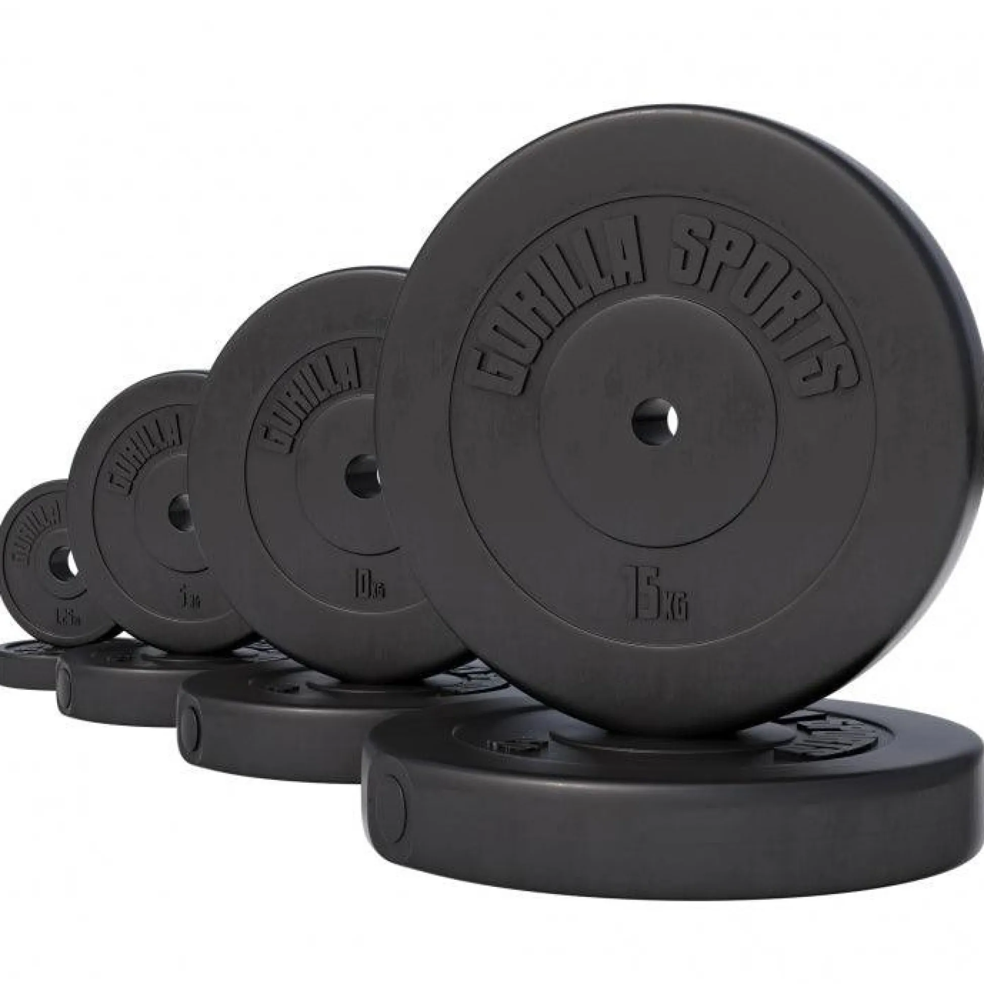 Gorilla Sports Hantelscheibe Kunststoff 1,25 - 15 kg Schwarz New