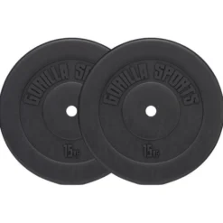 Gorilla Sports Hantelscheibe Kunststoff 1,25 - 15 kg Schwarz New
