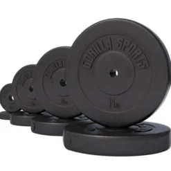 Gorilla Sports Hantelscheibe Kunststoff - 2,5-35 lb (1,1-15,9 kg) Ø 1'' (2,5 cm), Zement, Schwarz Online