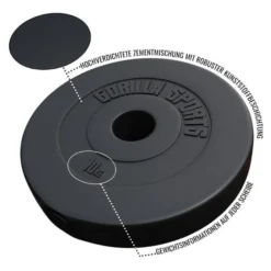 Gorilla Sports Hantelscheibe Kunststoff Olympia 1,25 - 15 kg Schwarz New