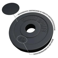 Gorilla Sports Hantelscheibe Kunststoff Olympia 1,25 - 15 kg Schwarz New