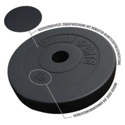 Gorilla Sports Hantelscheibe Kunststoff Olympia 1,25 - 15 kg Schwarz Hot