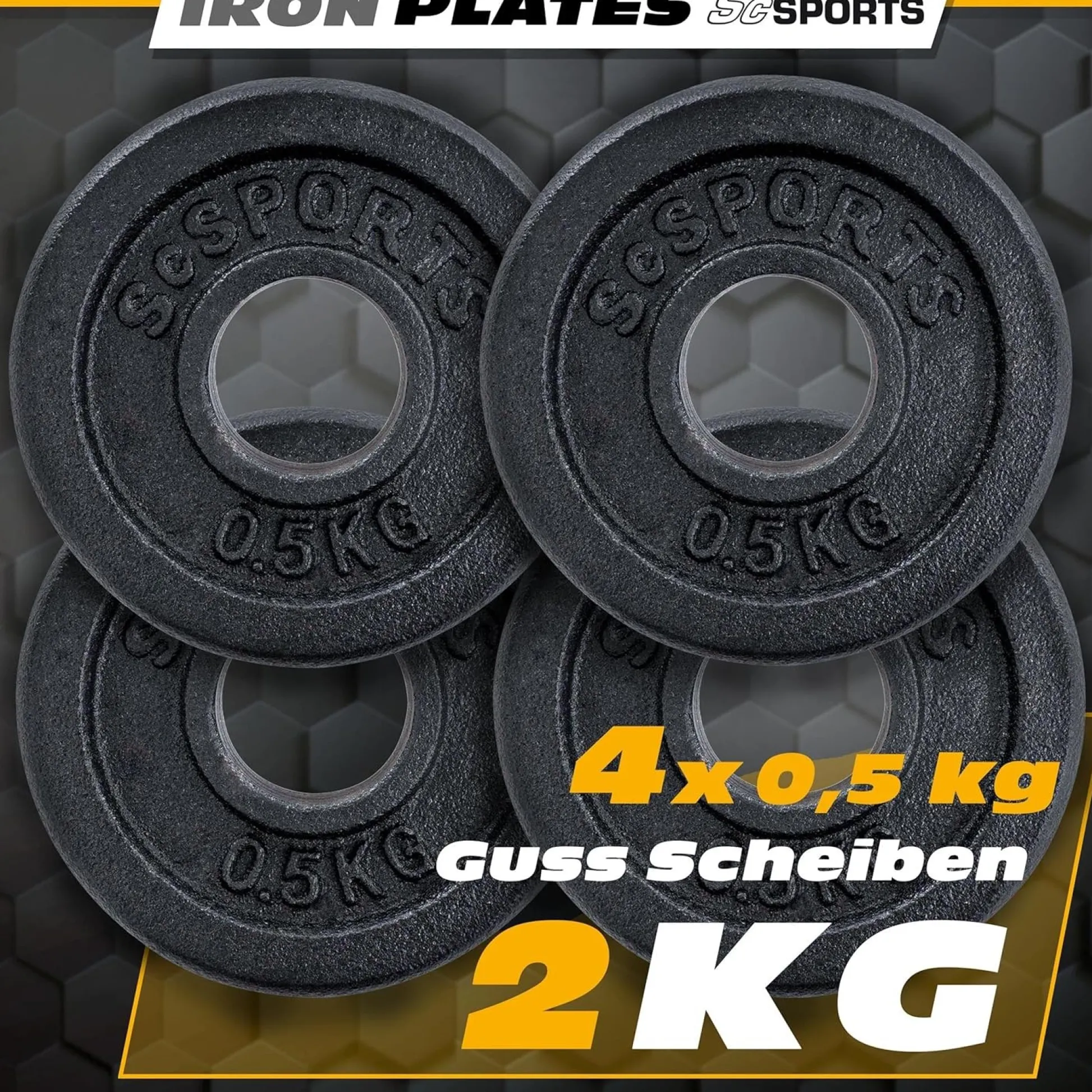 ScSports Hantelscheiben Set Gusseisen 2 - 20 kg Schwarz Discount