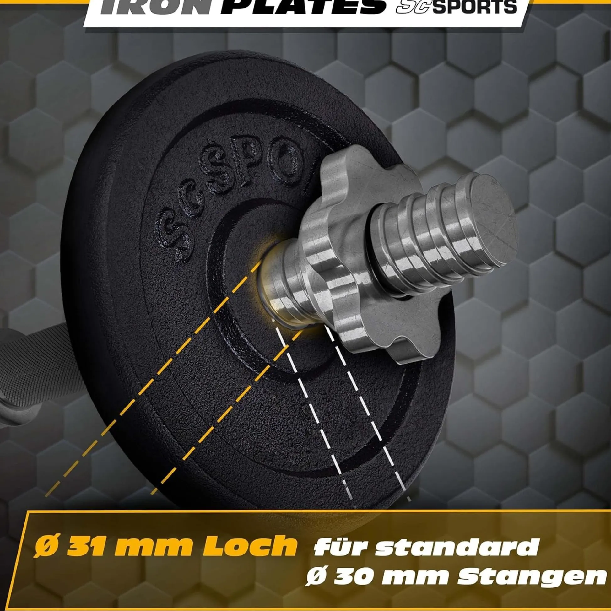 ScSports Hantelscheiben Set Gusseisen 2 - 20 kg Schwarz Discount