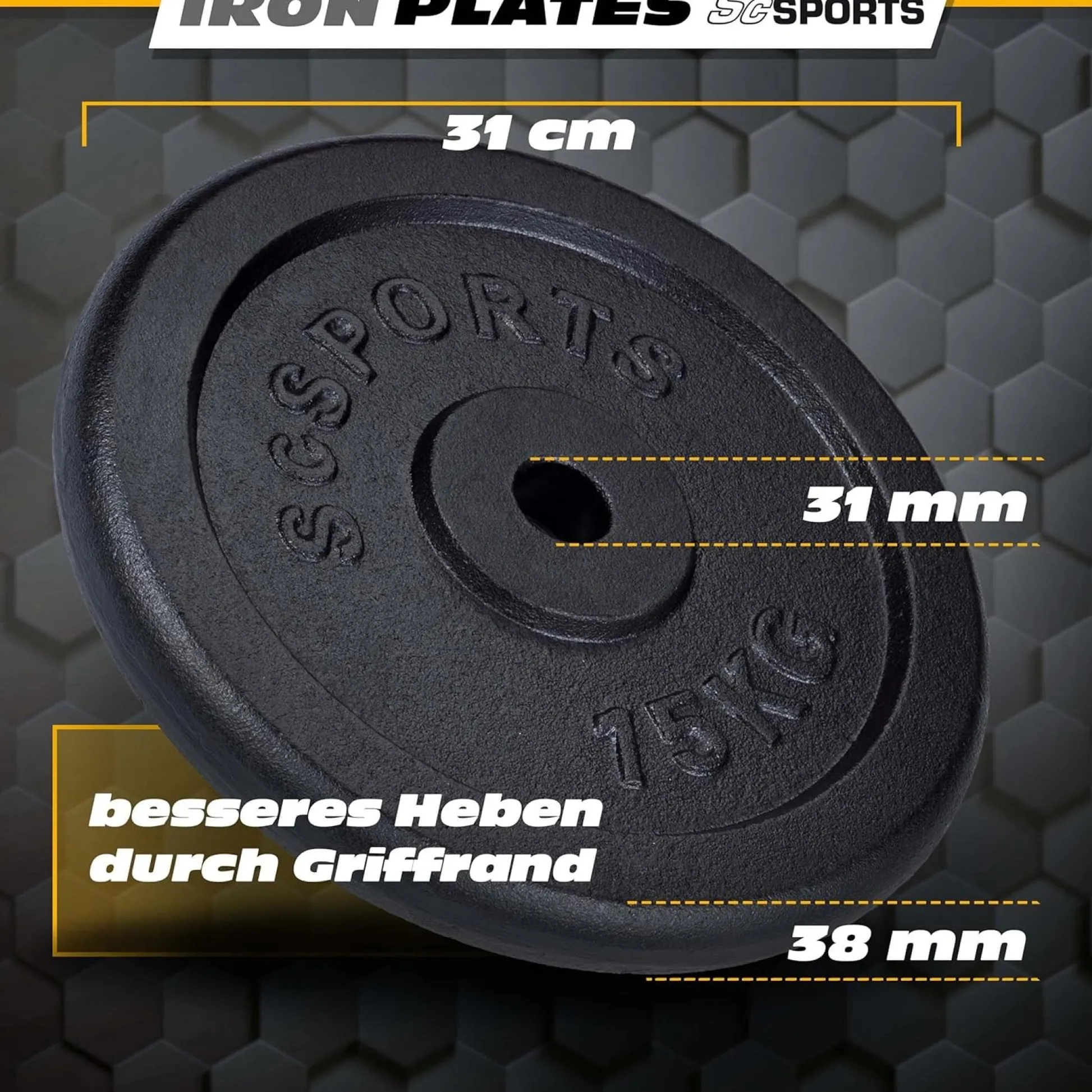 ScSports Hantelscheiben Set Gusseisen 15 - 60 kg Schwarz Online