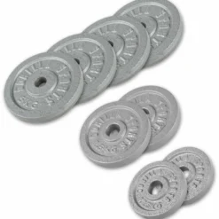 Gorilla Sports Hantelscheiben Set Gusseisen inkl, Hantelscheibenständer Schwarz / Silber Online