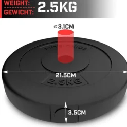 Physionics Hantelscheiben Set Kunststoff 5 - 30 kg 30 mm Schwarz Outlet
