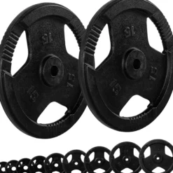 MOVIT Hantelscheiben Set 30/31 mm Gusseisen Gripper 2 - 30 kg Schwarz New