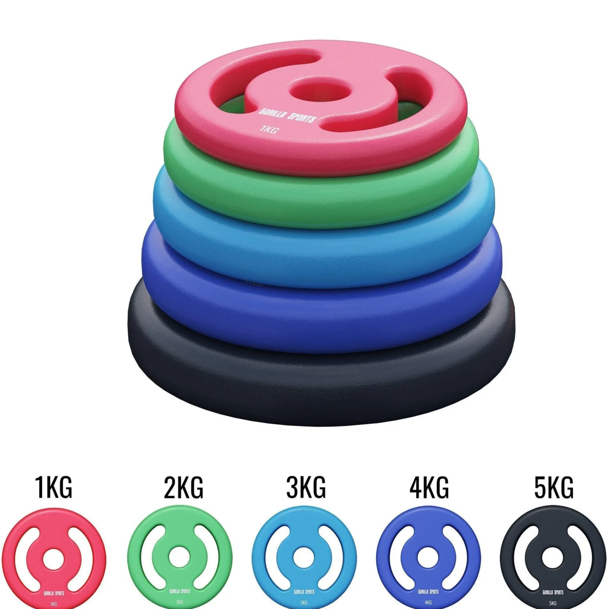 Gorilla Sports Hantelscheiben Set Neopren 2 - 10 kg Grün Sale