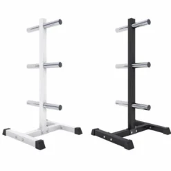 Gorilla Sports Hantelscheibenständer Olympia mit 3 Stangen - 6 Scheibenaufnahmen Weiss Clearance