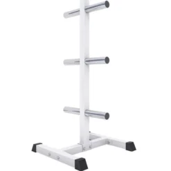 Gorilla Sports Hantelscheibenständer Olympia mit 3 Stangen - 6 Scheibenaufnahmen Weiss Clearance