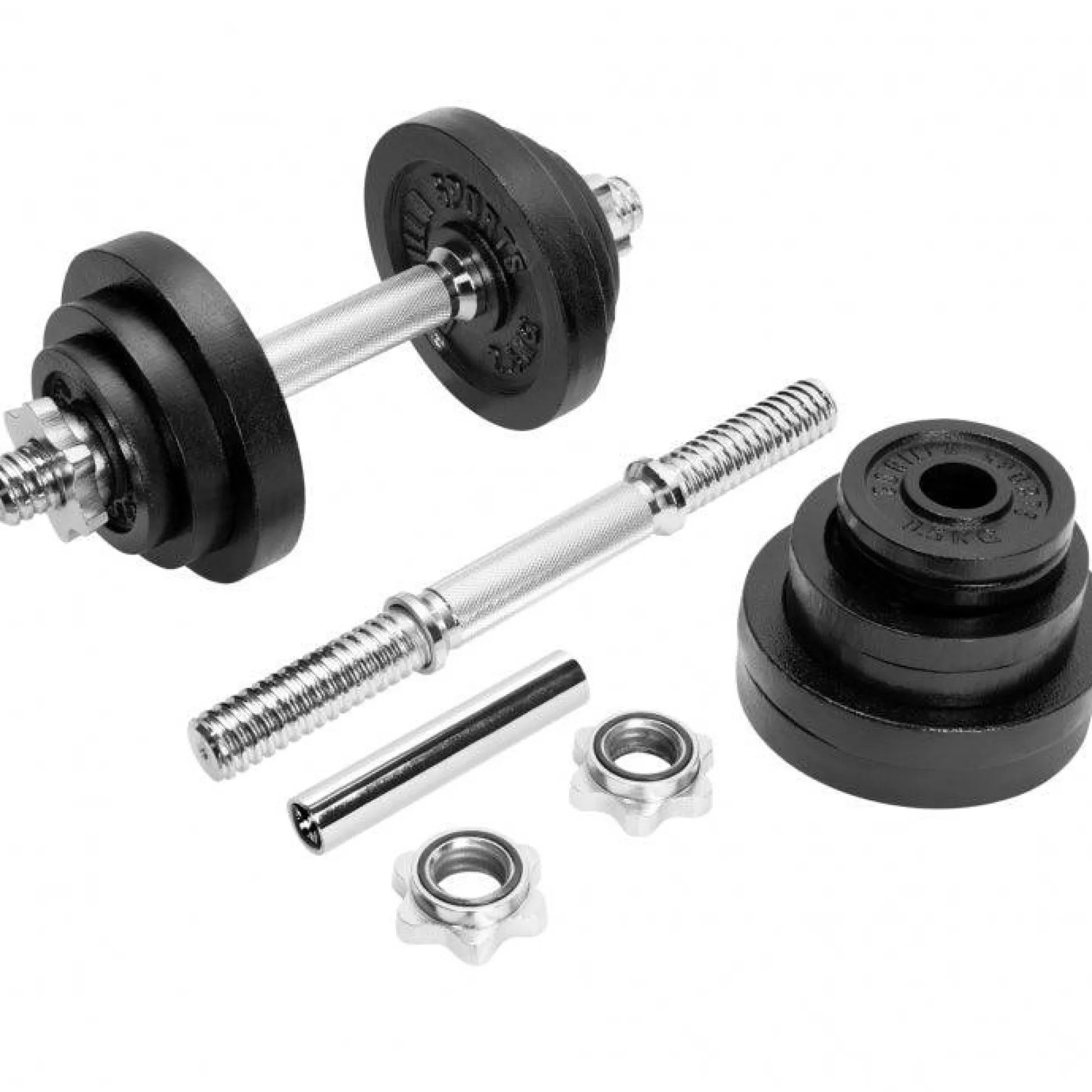 Gorilla Sports Hantelset 2in1 Gusseisen 22 kg Schwarz / Silber Online