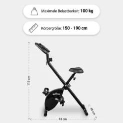 Gorilla Sports Heimtrainer Fahrrad X-Frame klappbar Schwarz Outlet