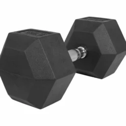 Gorilla Sports Hexagon Kurzhantel Gummi - 5-60 Pfund (2,3-27,2 kg) Chrom / Schwarz Sale