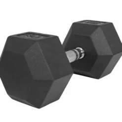 Gorilla Sports Hexagon Kurzhantel Gummi - 5-60 Pfund (2,3-27,2 kg) Chrom / Schwarz Online