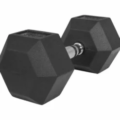Gorilla Sports Hexagon Kurzhantel Gummi - 5-60 Pfund (2,3-27,2 kg) Chrom / Schwarz Sale