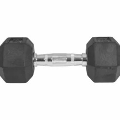 Gorilla Sports Hexagon Kurzhantel Gummi - 5-60 Pfund (2,3-27,2 kg) Chrom / Schwarz Sale