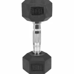 Gorilla Sports Hexagon Kurzhantel Gummi - 5-60 Pfund (2,3-27,2 kg) Chrom / Schwarz