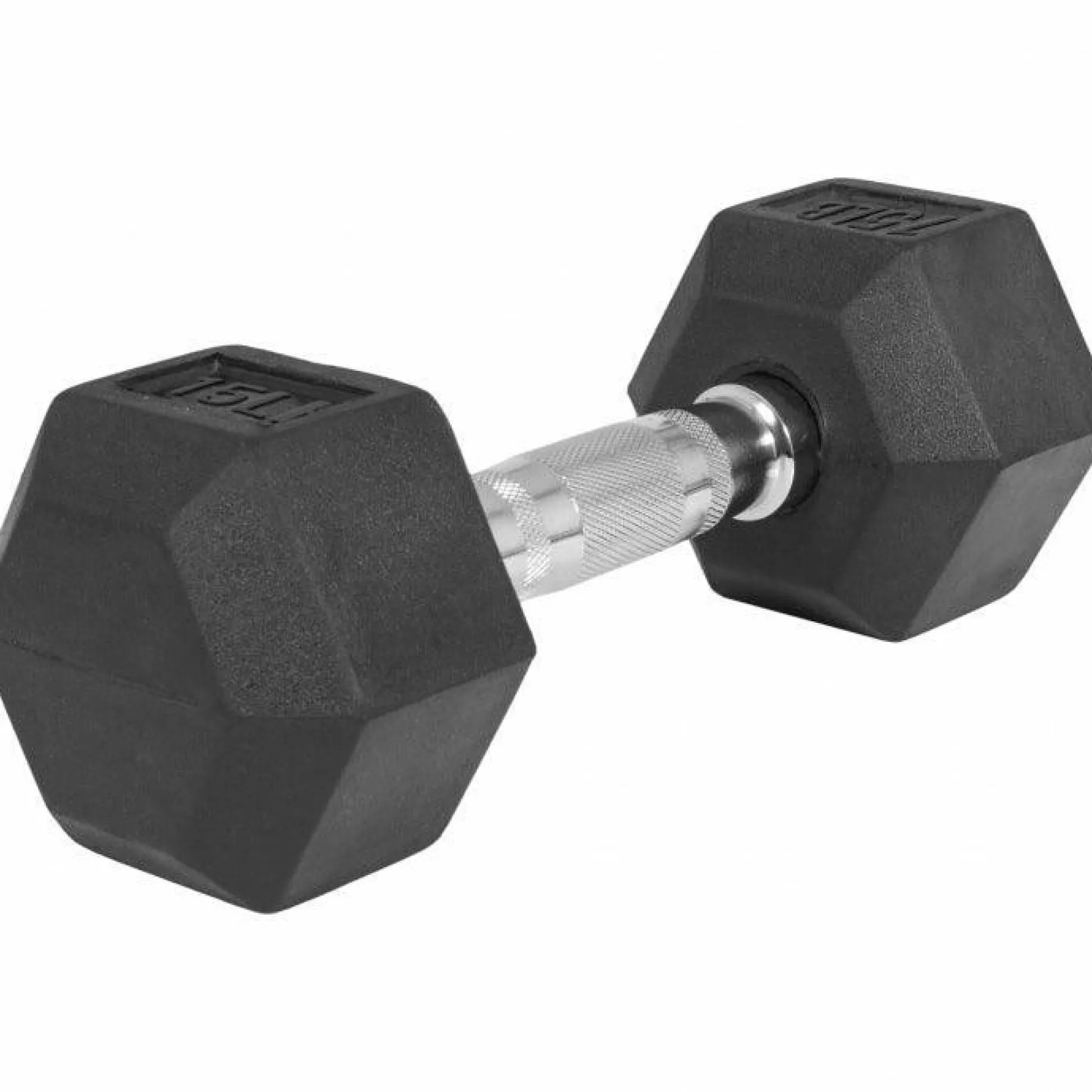 Gorilla Sports Hexagon Kurzhantel Gummi - 5-60 Pfund (2,3-27,2 kg) Chrom / Schwarz