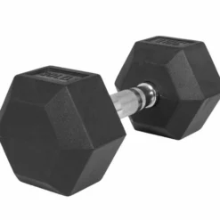 Gorilla Sports Hexagon Kurzhantel Gummi - 5-60 Pfund (2,3-27,2 kg) Chrom / Schwarz Clearance