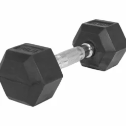 Gorilla Sports Hexagon Kurzhantel Gummi - 5-60 Pfund (2,3-27,2 kg) Chrom / Schwarz