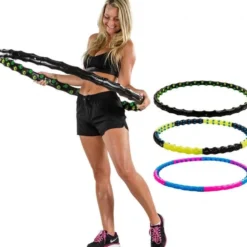 MOVIT Hip Hoop Reifen, Massagenoppen und Magnete, Ø 96 - 110 cm Schwarz / Gelb Hot