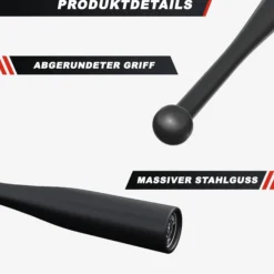 Gorilla Sports Indian Clubbell aus Stahl 2 - 20 kg Schwarz Hot