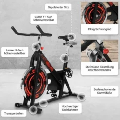 Gorilla Sports Indoor Cycling Heimtrainer Fahrrad Schwarz / Rot Sale