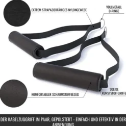 Gorilla Sports Kabelzug Einhandgriff 2er Set gepolstert Schwarz