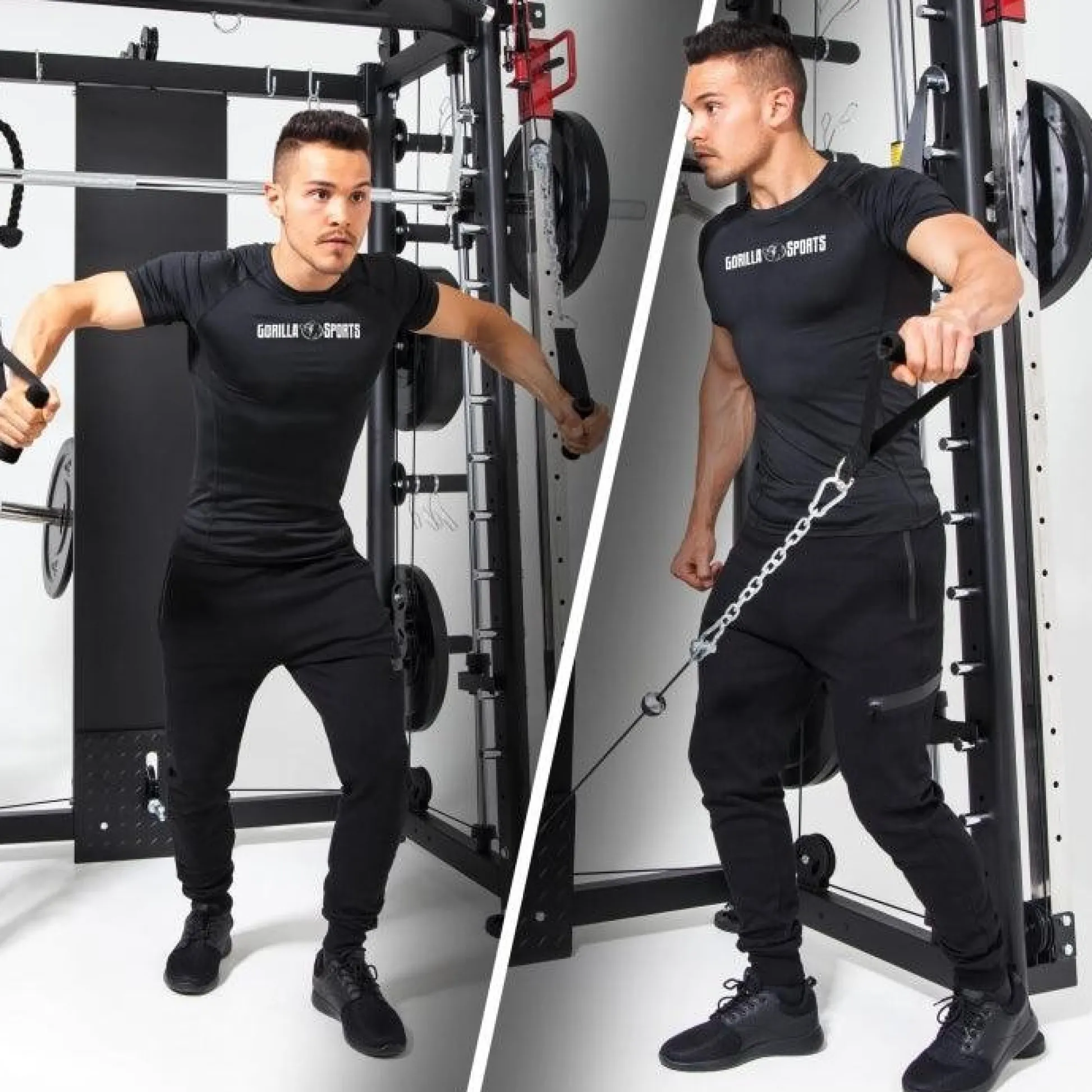 Gorilla Sports Kabelzug Einhandgriff 2er Set gepolstert Schwarz