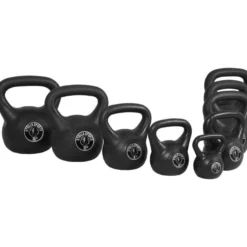Gorilla Sports Kettlebell aus Kunststoff 10-45 Pfund (4,5-20,4 kg), Schwarz