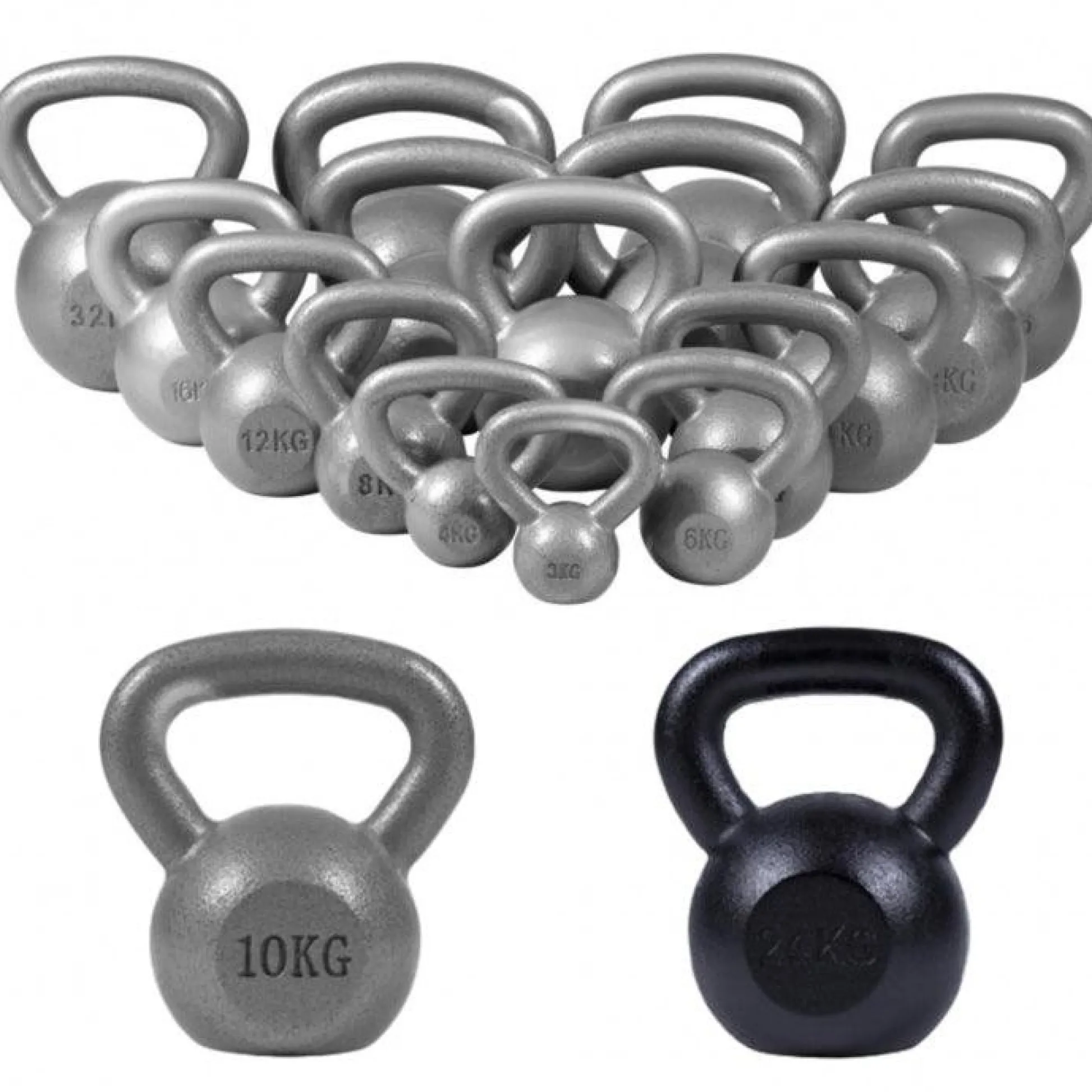 Gorilla Sports Kettlebell Gusseisen 2 - 32 kg Silber Discount