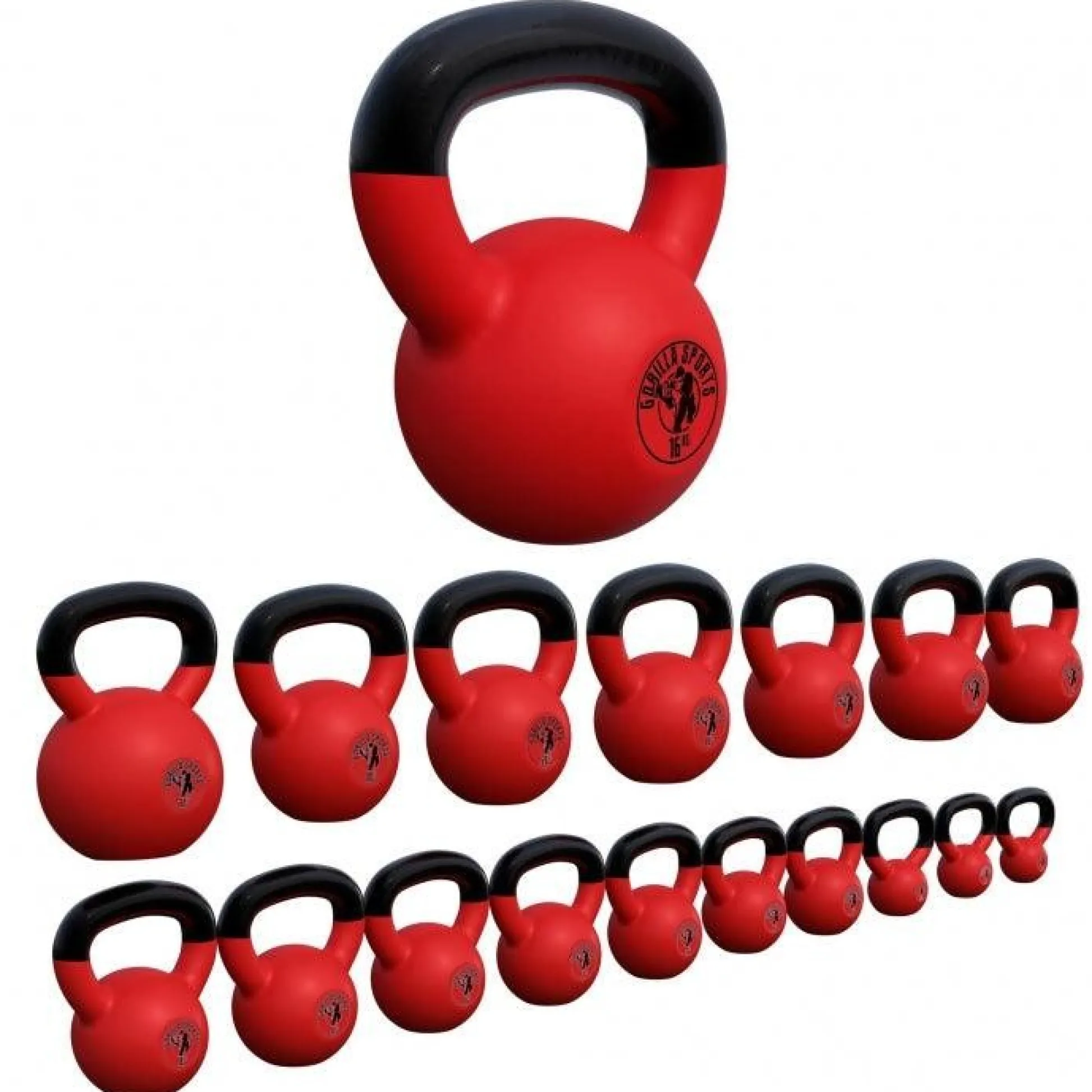 Gorilla Sports Kettlebell Gusseisen Neopren rot 2 - 32 kg Rot / Schwarz