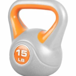 Gorilla Sports Kettlebell Stylish - 5 - 45 Pfund, Zement, Kunststoffabdeckung Grau / Dunkelblau Best