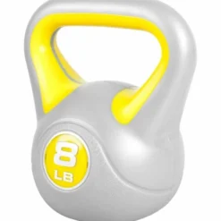 Gorilla Sports Kettlebell Stylish - 5 - 45 Pfund, Zement, Kunststoffabdeckung Grau / Gelb Clearance