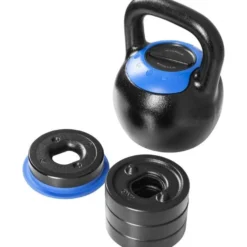 Gorilla Sports Kettlebell verstellbar 8 - 16 kg Schwarz / Blau