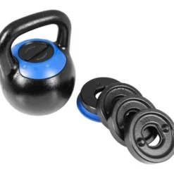 Gorilla Sports Kettlebell verstellbar 8 - 16 kg Schwarz / Blau