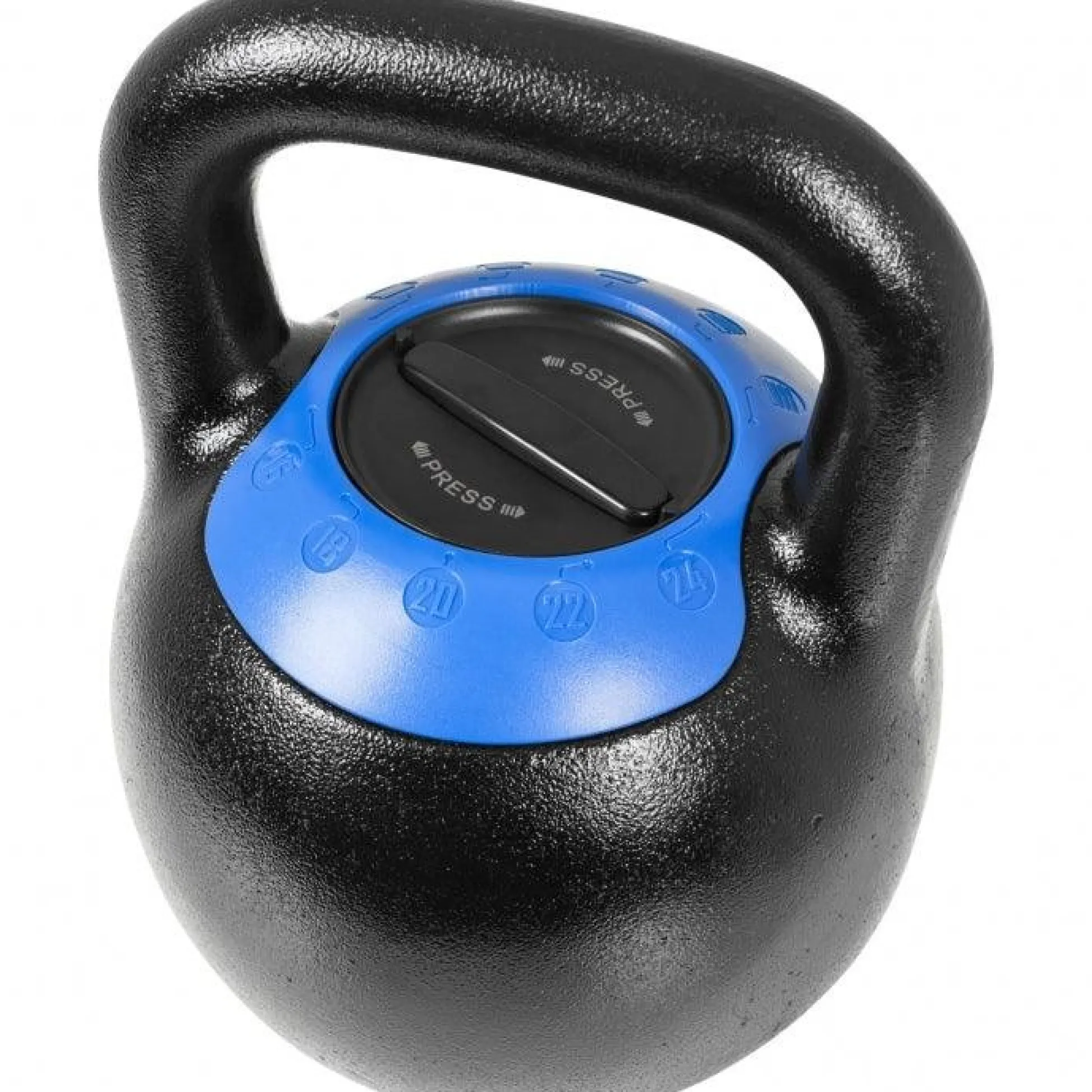 Gorilla Sports Kettlebell verstellbar 8 - 16 kg Schwarz / Blau