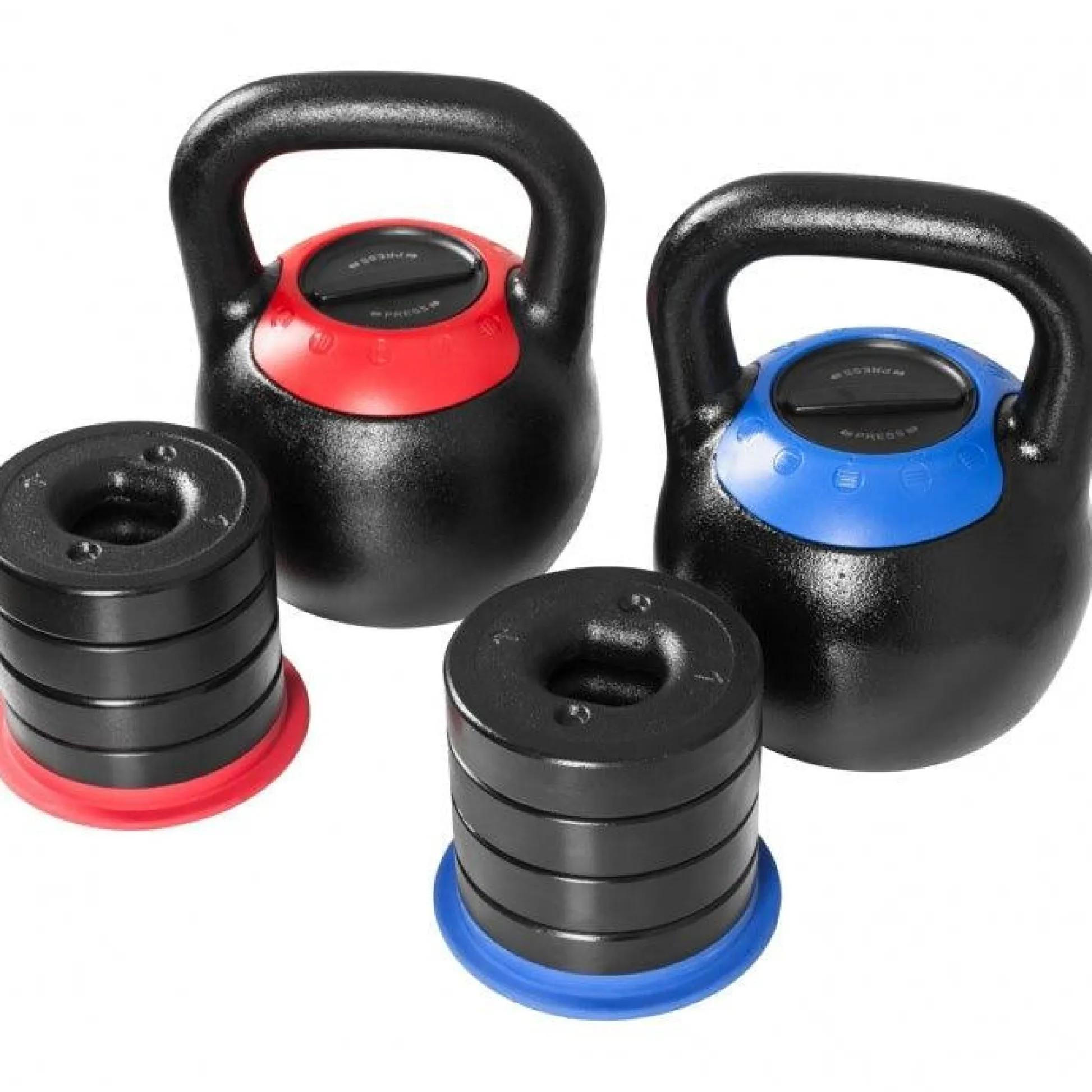 Gorilla Sports Kettlebell verstellbar 8 - 16 kg Schwarz / Blau