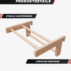 Physionics Klimmzugstange für Sprossenwand abnehmbar Natur Holz Hot