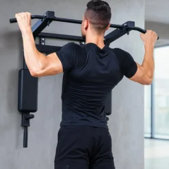 Gorilla Sports Klimmzugstange - 4in1 inkl, Dip Barren - Wandmontage Schwarz Outlet