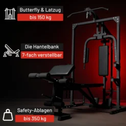 Gorilla Sports Kraftstation Home Gym inkl, Hantelbank Schwarz Online