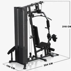 Gorilla Sports Kraftstation Home Gym inkl, Steckgewichte Schwarz Discount
