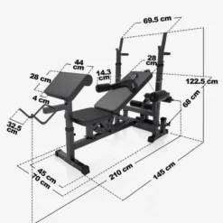 Gorilla Sports Kraftstation Universal inkl, Latzugturm, Langhantel Set Kunststoff Gripper und Bodenschutzmatten Schwarz / Rot / Silber Best