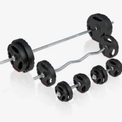 Gorilla Sports Kraftstation Universal inkl, Langhantel Set Kunststoff Gripper 100 kg Weiss Sale